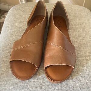 NWOT Sole Society Tan Open-Toe Leather Cut-out/Asymmetrical Sandals Size 6 1/2